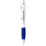 Nash ballpoint pen white barrel and coloured grip (blue ink) - Image 6