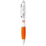 Nash ballpoint pen white barrel and coloured grip (blue ink) - Image 29