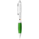 Nash ballpoint pen white barrel and coloured grip (blue ink) - Image 2