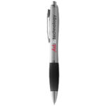 Nash ballpoint pen silver barrel and coloured grip (blue ink) - Image 2