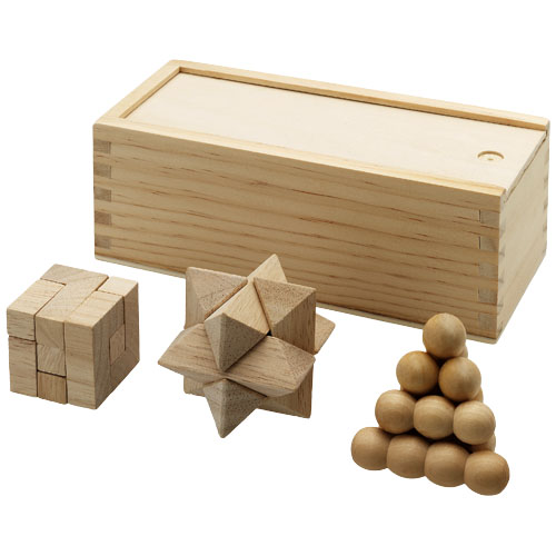 175976760836273 Brainiac 3-piece wooden brain teaser set - Image 1