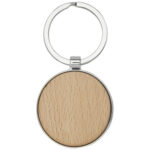 Moreno beech wood round keychain - Image 4