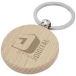 Giovanni beech wood round keychain - Image 2