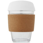 Lidan 360 ml borosilicate glass tumbler with cork grip and silicone lid - Image 6