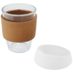 Lidan 360 ml borosilicate glass tumbler with cork grip and silicone lid - Image 8