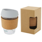 Lidan 360 ml borosilicate glass tumbler with cork grip and silicone lid - Image 11