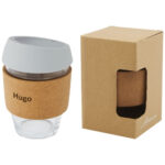 Lidan 360 ml borosilicate glass tumbler with cork grip and silicone lid - Image 13