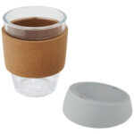 Lidan 360 ml borosilicate glass tumbler with cork grip and silicone lid - Image 17