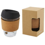 Lidan 360 ml borosilicate glass tumbler with cork grip and silicone lid - Image 21