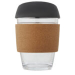 Lidan 360 ml borosilicate glass tumbler with cork grip and silicone lid - Image 24