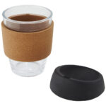 Lidan 360 ml borosilicate glass tumbler with cork grip and silicone lid - Image 26