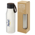 Ljungan 500 ml copper vacuum insulated stainless steel bottle with PU leather strap and lid - Image 11