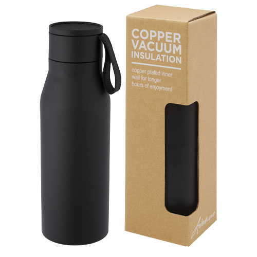 175977938711371 Ljungan 500 ml copper vacuum insulated stainless steel bottle with PU leather strap and lid - Image 1
