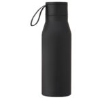 Ljungan 500 ml copper vacuum insulated stainless steel bottle with PU leather strap and lid - Image 7