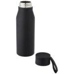 Ljungan 500 ml copper vacuum insulated stainless steel bottle with PU leather strap and lid - Image 8