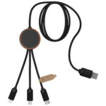 SCX.design C36 3-in-1 rPET light-up logo extended charging cable with round bamboo casing - Image 6