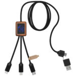 SCX.design C38 40W 5-in-1 rPET light-up logo charging cable with squared wooden casing - Image 7