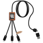 SCX.design C38 40W 5-in-1 rPET light-up logo charging cable with squared wooden casing - Image 13