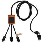 SCX.design C38 40W 5-in-1 rPET light-up logo charging cable with squared wooden casing - Image 16