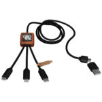 SCX.design C38 40W 5-in-1 rPET light-up logo charging cable with squared wooden casing - Image 19