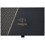 Parker IM achromatic ballpoint and rollerball pen set with gift box (black/blue ink) - Image 3