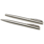 Didimis recycled stainless steel ballpoint and rollerball pen set (black ink) - Image 6