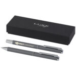 Lucetto recycled aluminium ballpoint and rollerball pen gift set (black ink) - Image 8