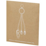Tecta 6-in-1 recycled plastic/bamboo charging cable with keyring - Image 3