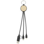 Tecta 6-in-1 recycled plastic/bamboo charging cable with keyring - Image 4