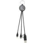 Tecta 6-in-1 recycled plastic/bamboo charging cable with keyring - Image 5