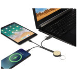 Tecta 6-in-1 recycled plastic/bamboo charging cable with keyring - Image 7