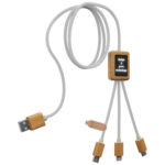 SCX.design C39 3-in-1 rPET light-up logo charging cable with squared bamboo casing - Image 4