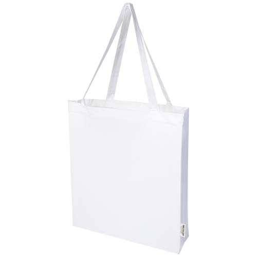 175984182031647 Madras 140 g/m² GRS recycled cotton gusset tote bag - Image 1