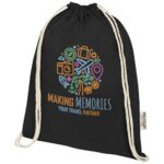 Oregon 140 g/m² GRS recycled cotton drawstring bag - Image 27