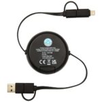 Chechia 5-in-1 recycled plastic 100 cm retractable data sync and 45W fast charge cable - Image 13