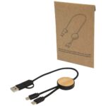 Chechia 5-in-1 recycled plastic 30 cm data sync and 27W fast charge cable with bamboo details - Image 9