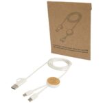 Chechia 5-in-1 recycled plastic 150 cm data sync and 27W fast charge cable with bamboo details - Image 2