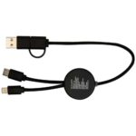 Chechia 5-in-1 recycled plastic 30 cm data sync and 27W fast charge cable with bamboo details - Image 13