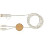 Chechia 5-in-1 recycled plastic 150 cm data sync and 27W fast charge cable with bamboo details - Image 4