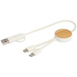 Chechia 5-in-1 recycled plastic 30 cm data sync and 27W fast charge cable with bamboo details - Image 6
