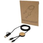 Chechia 5-in-1 recycled plastic 150 cm data sync and 27W fast charge cable with bamboo details - Image 10