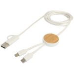 Chechia 5-in-1 recycled plastic 150 cm data sync and 27W fast charge cable with bamboo details - Image 6
