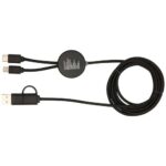 Chechia 5-in-1 recycled plastic 150 cm data sync and 27W fast charge cable with bamboo details - Image 13