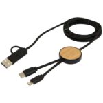 Chechia 5-in-1 recycled plastic 150 cm data sync and 27W fast charge cable with bamboo details - Image 14