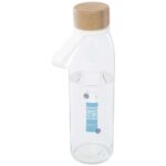 Porto 500 ml glass water bottle with silicone handle and bamboo lid - Image 2