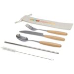 Root 5-piece stainless steel and beech wood cutlery set - Image 2