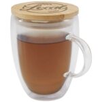 Leona 350 ml glass cup with bamboo lid - Image 2