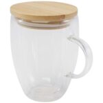 Leona 350 ml glass cup with bamboo lid - Image 4