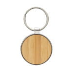 RCS recycled zinc alloy round keychain with bamboo - Image 2