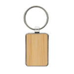 RCS recycled zinc alloy rectangle keychain with bamboo - Image 2